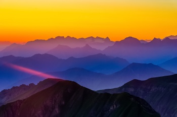 Morning glow in the swiss alps
